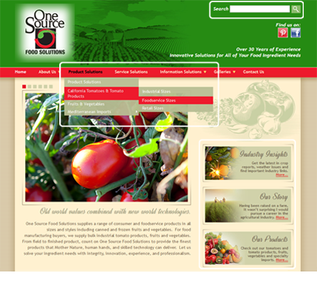 One Source Food Solutions - navigation